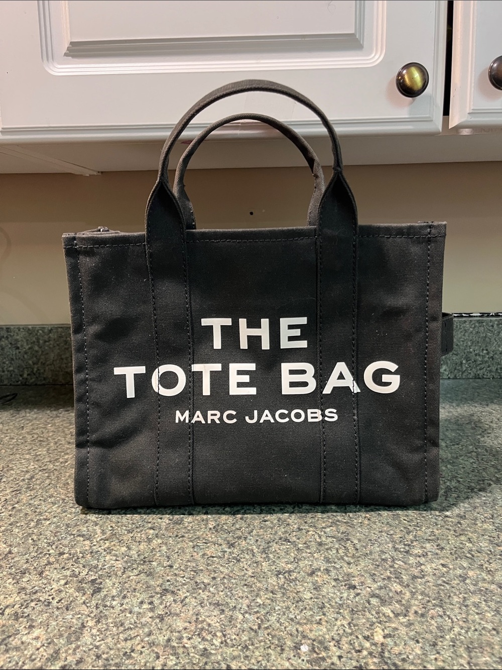 Marc Jacobs Black Canvas Tote Bag with White Logo